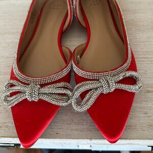 A New Day Red Juliet Bow Ballet Flats
